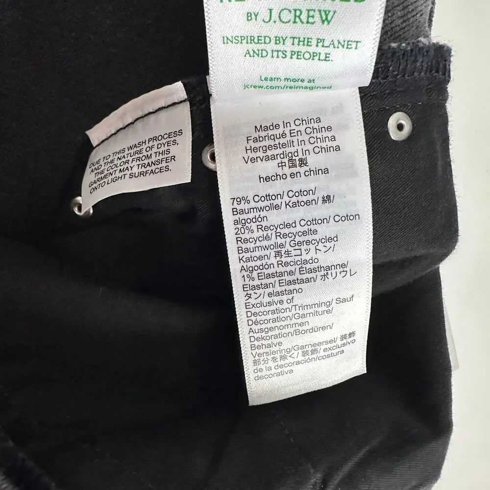 J.Crew Studded High Rise Straight Jean 1996 Semi Stretch Washed Black US 29 MWT